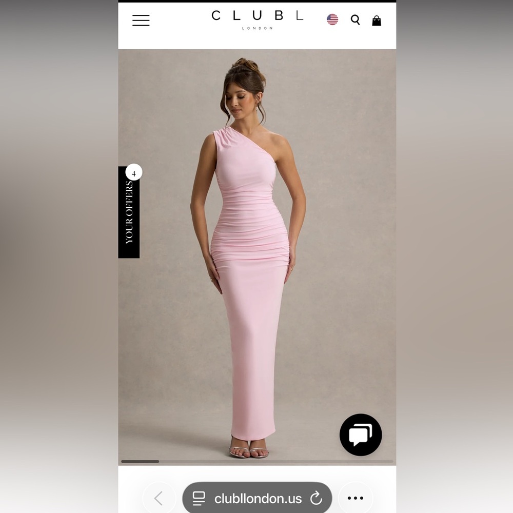 NWT Club London Elegant Pink One-Shoulder Dress